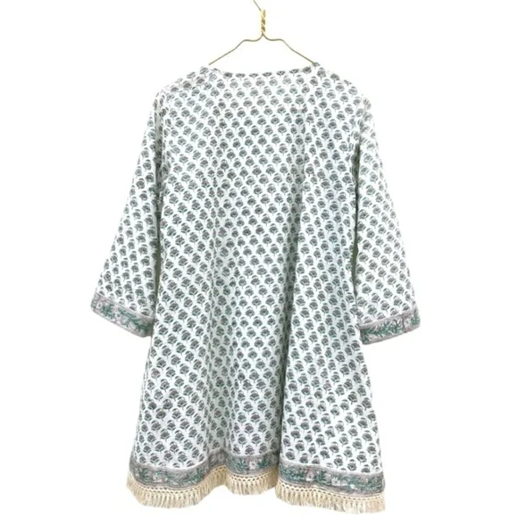 Sur La Vague Lauren Tunic Coverup Kaftan Dress with Fringe detailing - Picture 2 of 5